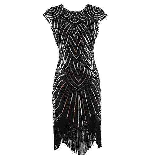 

Women's Sheath Dress - Geometric Black Silver Beige S M L XL