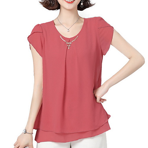 

Women's Daily Blouse - Solid Colored Blushing Pink