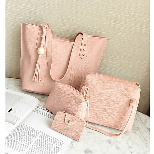 

Women's Zipper PU Bag Set Solid Color 4 Pieces Purse Set Brown / Blushing Pink / Red