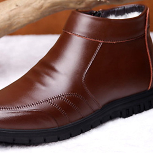 

Men's Comfort Shoes PU Winter Boots Booties / Ankle Boots Black / Brown
