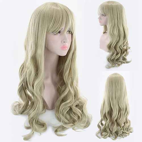 

Synthetic Wig Wavy Asymmetrical Wig Long Blonde Synthetic Hair 27 inch Women's Best Quality Blonde