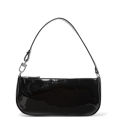 

Women's Zipper PU Top Handle Bag Black / Brown / White