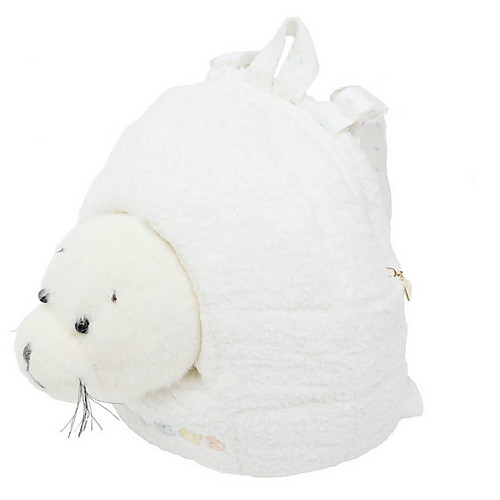 

Girls' Zipper Velvet Kids' Bag Solid Color White