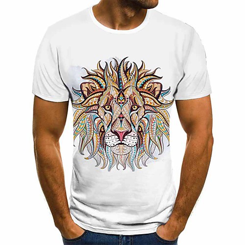 

Men's Plus Size Geometric 3D Print T-shirt Basic Street chic Daily Round Neck White / Short Sleeve