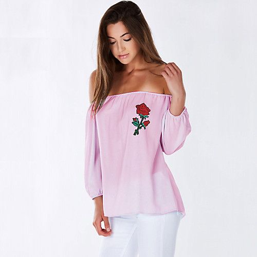 

Women's Daily Street chic Shirt - Solid Colored Cut Out / Pleated / Print White
