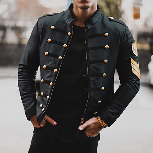 

Men's Daily Basic Winter Regular Coat, Solid Colored Black & Red Turndown Long Sleeve Others Oversized Black