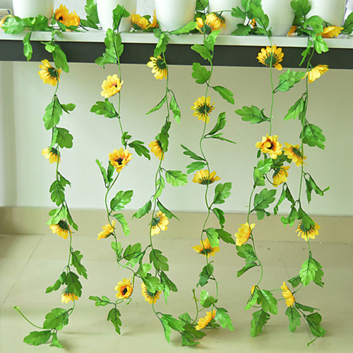 

искусственный шелк украшение из ротанга место макет поддельные цветок на стене дома подсолнечника хризантема винограда 1 палка