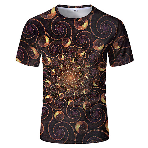 

Men's Holiday Club Street chic / Punk & Gothic T-shirt - Geometric / Color Block / 3D Print Brown