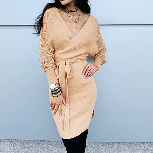

Women's Daily Wear Basic Sheath Dress - Solid Colored Khaki S M L XL