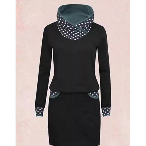 

Women's Shift Dress - Polka Dot Black Wine Navy Blue S M L XL