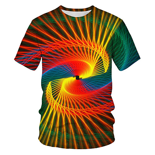 

Men's Daily Sports Basic / Street chic T-shirt - Geometric / Color Block / 3D Print Rainbow