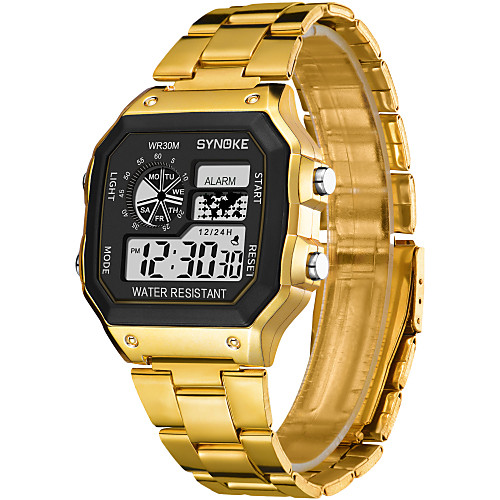 

SYNOKE Digital Watch Digital Sporty Stylish 30 m Water Resistant / Waterproof Calendar / date / day LCD Digital Outdoor Fashion - Gold Silver