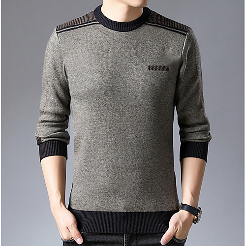 

Men's Solid Colored Long Sleeve Pullover Sweater Jumper, Round Red / Gray / Khaki US34 / UK34 / EU42 / US36 / UK36 / EU44 / US38 / UK38 / EU46