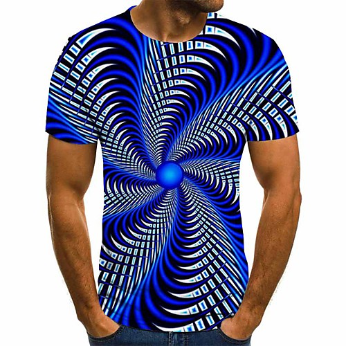 

Men's Plus Size 3D Graphic Slim T-shirt Basic Daily Round Neck Blue / Short Sleeve