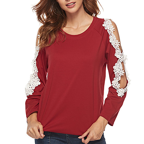 

Women's Daily T-shirt - Color Block Red