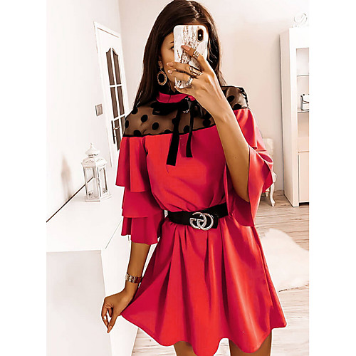 

Women's A Line Dress - Solid Colored Black Red S M L XL