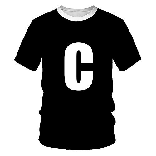 

Men's Daily Sports Basic / Street chic T-shirt - Color Block / 3D / Letter Print Black