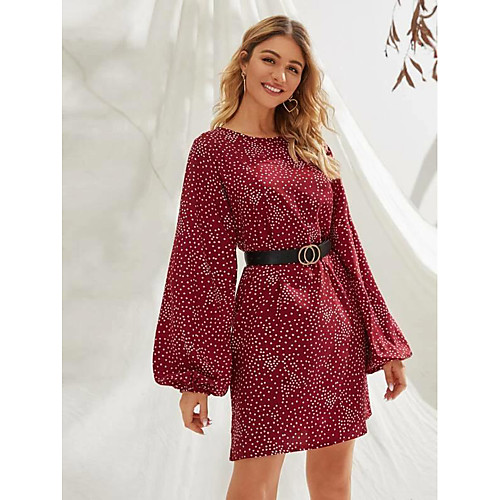 

Women's Date Street Street chic Elegant A Line Dress - Polka Dot Red S M L XL