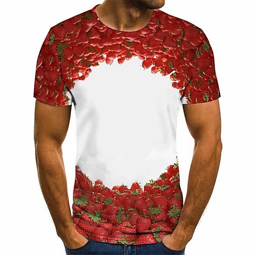 

Муж. Плиссировка / С принтом Футболка Уличный стиль / преувеличены Геометрический принт / 3D / Графика Красный