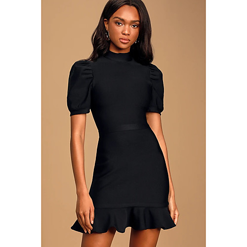 

Women's Daily Wear Basic A Line Dress - Solid Colored Black S M L XL