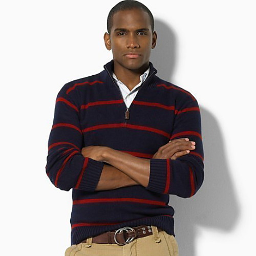 

Men's Striped Long Sleeve Pullover Sweater Jumper, Stand Black / White / Royal Blue US34 / UK34 / EU42 / US38 / UK38 / EU46 / US42 / UK42 / EU50