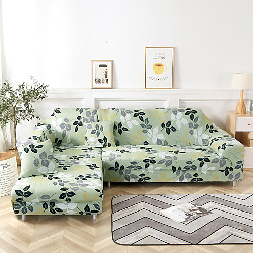 

Leaves Print Dustproof All-powerful Slipcovers Stretch Sofa Cover Super Soft Fabric Couch Cover with One Free Pillow Case