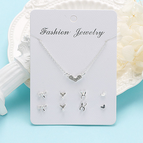 

Women's Necklace Earrings Heart Trendy Korean Sweet Fashion Cute Earrings Jewelry Silver For Party Graduation Gift Daily Work