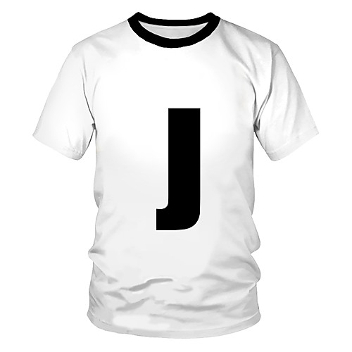 

Men's Daily Sports Basic / Street chic T-shirt - Color Block / 3D / Letter Print White