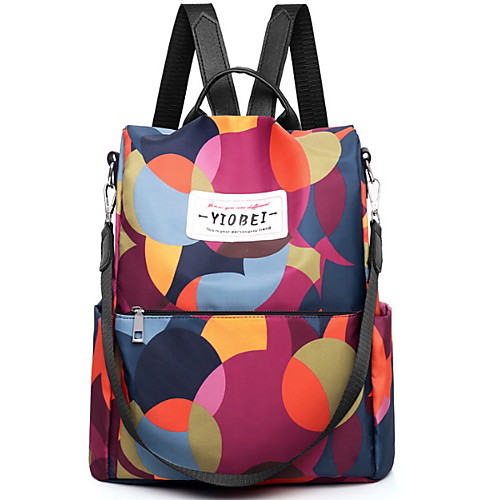 

Large Capacity Oxford Zipper Commuter Backpack Daily Rainbow