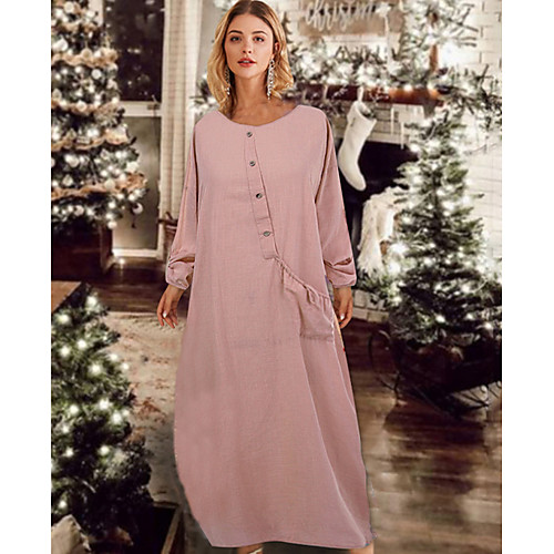

Women's T Shirt Dress - Solid Colored Blushing Pink Navy Blue L XL XXL XXXL