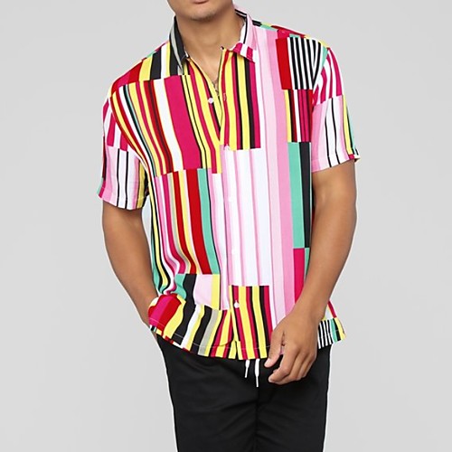 

Men's Daily EU / US Size Shirt - Color Block Rainbow / Short Sleeve