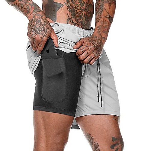 

Men's Running Shorts Athletic Shorts Workout Shorts with Phone Pocket 2 in 1 Sports Shorts Running Fitness Jogging Breathable Quick Dry Soft Solid Colored Dark Grey Red Camouflage Khaki Blue White