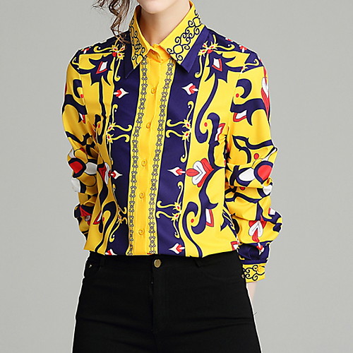 

Women's Daily Shirt - Color Block Yellow