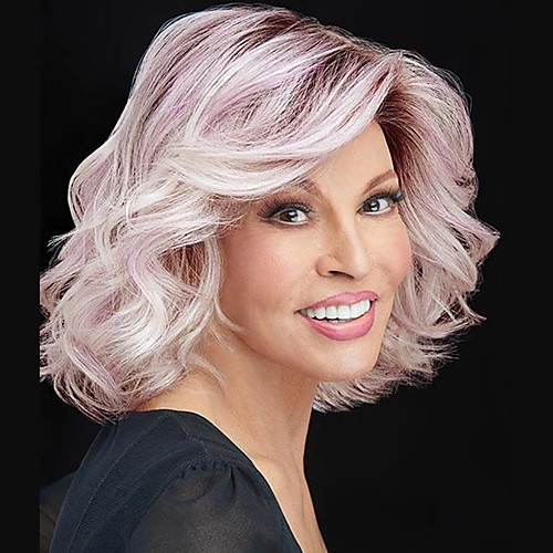 

Synthetic Wig Curly Asymmetrical Wig Short Ombre Pink Synthetic Hair 11 inch Women's Best Quality Pink