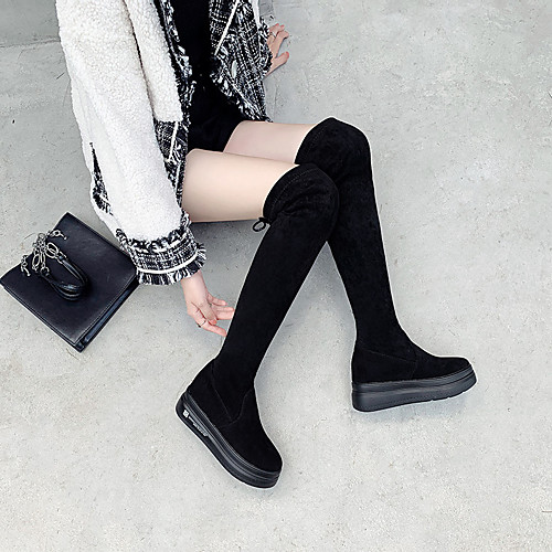 

Women's Boots Over-The-Knee Boots Wedge Heel Suede Over The Knee Boots Fall & Winter Black
