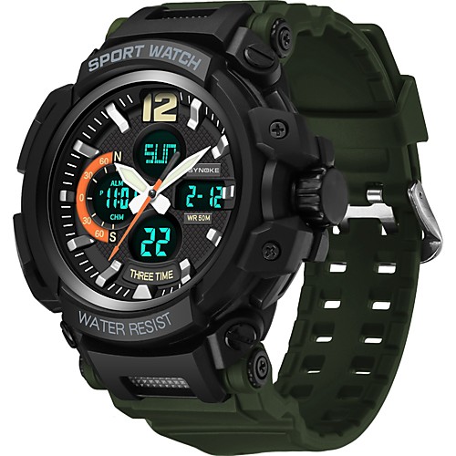 

SYNOKE Digital Watch Digital Sporty Stylish Silicone 30 m Water Resistant / Waterproof Calendar / date / day LCD Analog - Digital Outdoor Fashion - Black Green