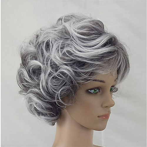 

Synthetic Wig Curly Asymmetrical Wig Short Ombre Grey Synthetic Hair 5 inch Women's Best Quality Gray Ombre