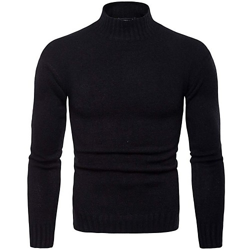 

Men's Solid Colored Long Sleeve Pullover Sweater Jumper, Turtleneck Black / White US34 / UK34 / EU42 / US36 / UK36 / EU44 / US38 / UK38 / EU46