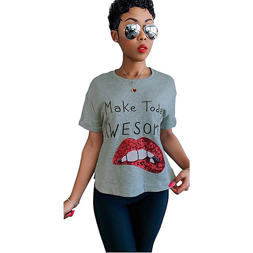 

Women's Daily T-shirt - Solid Colored Gray