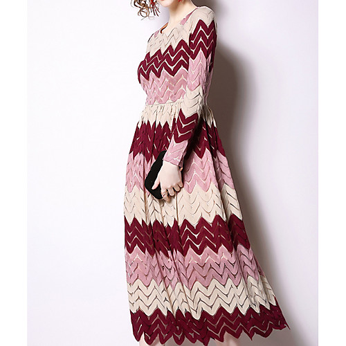 

Women's Daily Wear A Line Dress - Geometric Blushing Pink Yellow Blue S M L XL