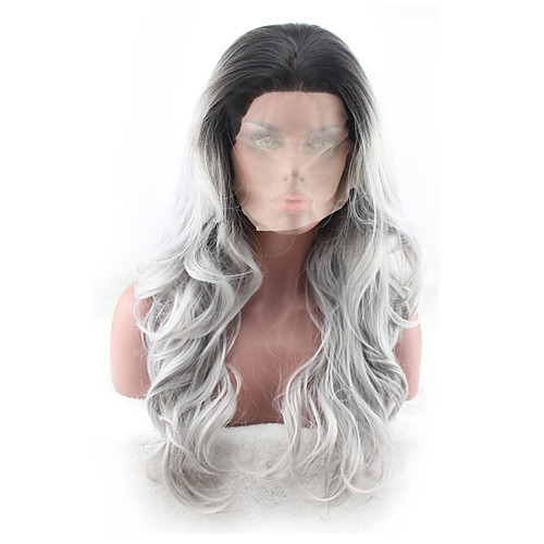 

Synthetic Wig Curly Asymmetrical Wig Long Grey Synthetic Hair 27 inch Women's Best Quality Gray