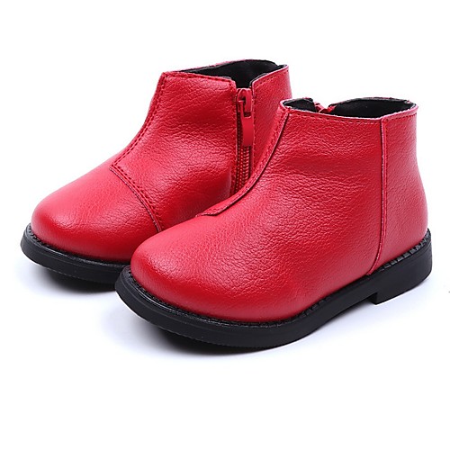 

Girls' Combat Boots PU Boots Little Kids(4-7ys) Black / Red / Brown Winter / Booties / Ankle Boots