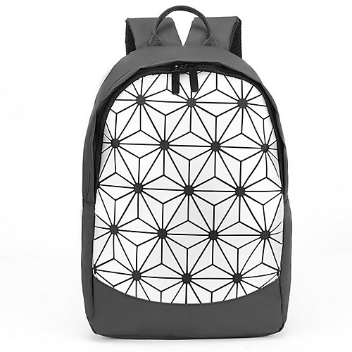 

Adjustable Nylon Zipper Commuter Backpack Daily Black / White / Gray