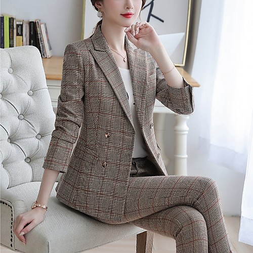

Women's Suits, Plaid Notch Lapel Polyester Yellow / Blue