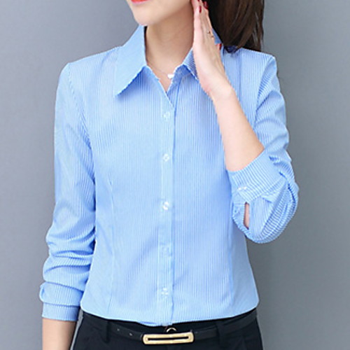 

Women's Daily Shirt - Striped Blue
