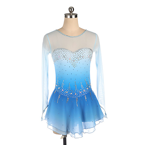 

Figure Skating Ice Skating Women's / Girls' Training / Performance Ice Silk Cascading Ruffles / Crystals / Rhinestones Long Sleeve Natural Leotard / Onesie