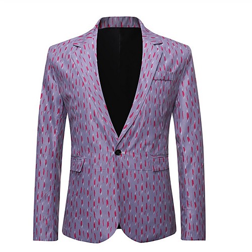 

Men's Blazer, Geometric Notch Lapel Polyester Black / White / Red