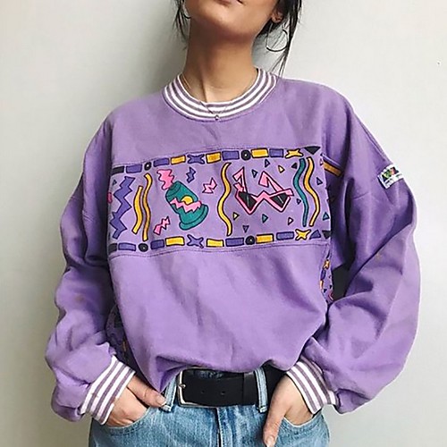 

Women's Daily T-shirt - Letter Purple