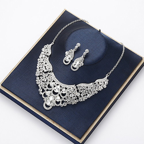

Women's Crystal Bridal Jewelry Sets Transparent Flower Vintage Elegant Earrings Jewelry White For Wedding Party 1 set