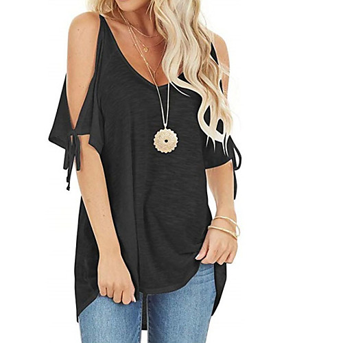 

Women's Daily T-shirt - Solid Colored Black